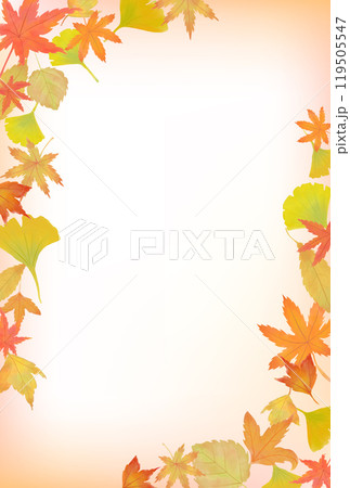 秋の紅葉のイラストフレーム　縦 119505547