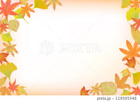 秋の紅葉のイラストフレーム　横 119505548