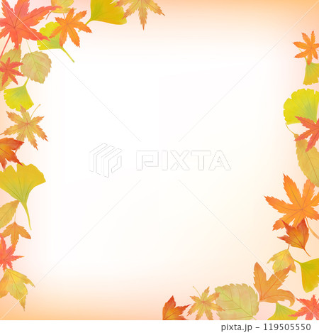 秋の紅葉のイラストフレーム　正方形 119505550
