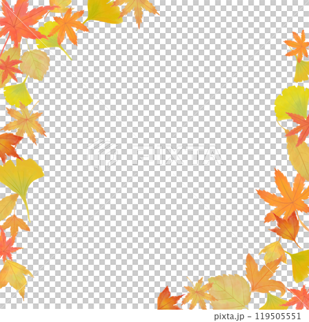 秋の紅葉のイラストフレーム　正方形 119505551