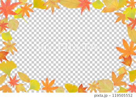 秋の紅葉のイラストフレーム　横 119505552