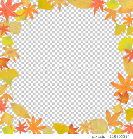 秋の紅葉のイラストフレーム 正方形 秋の紅葉のイラストフレーム 正方形 119505554