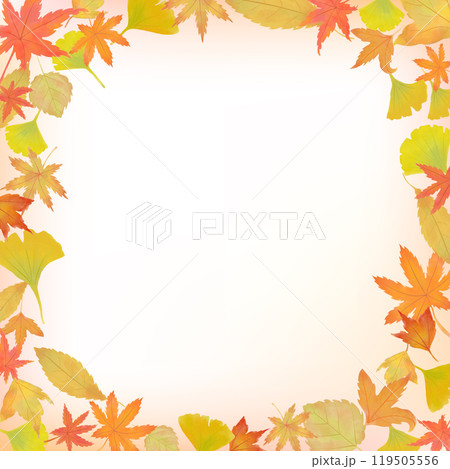 秋の紅葉のイラストフレーム　正方形 119505556