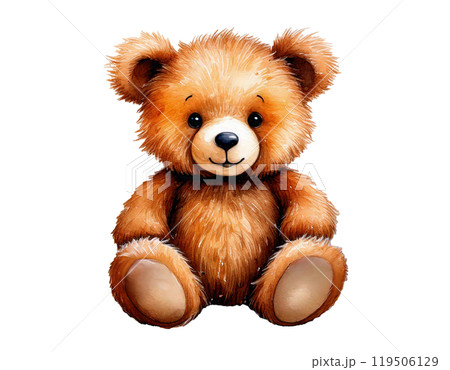 テディベアの絵 水彩イラスト テディベア くまのぬいぐるみ（背景透過