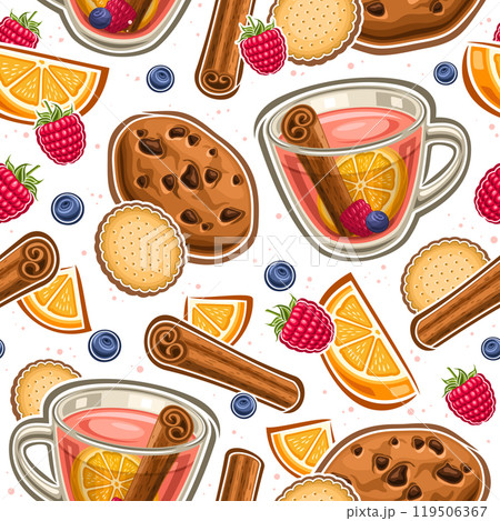 Vector Fruit Tea seamless pattern 119506367