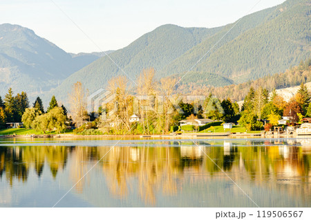 View of Draper Creek and Hatzic Island in Hatzic Lake from Neilson Regional Park, Mission, BC 119506567