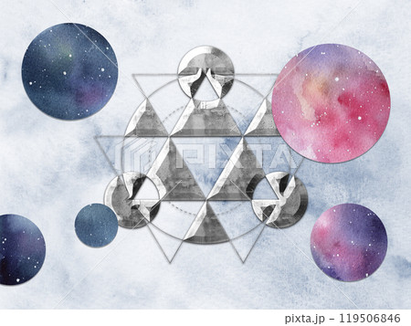 幾何学模様と水彩の惑星 119506846