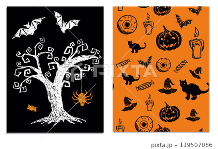 Halloween symbols hand drawn illustrations Halloween symbols hand drawn illustrations 119507086