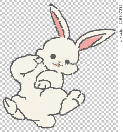 Illustration of a rabbit tilting its head 119507353