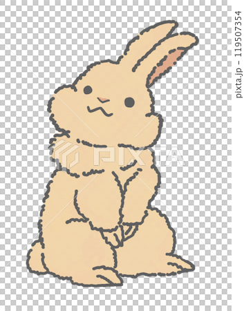 Illustration of a rabbit looking up 119507354