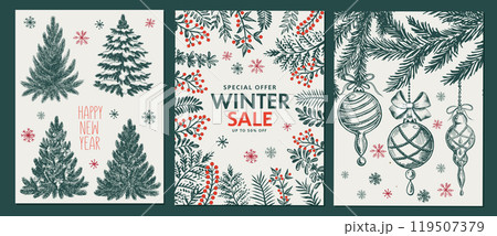 Christmas tree, toys, hand drawn style, vector illustration Christmas tree, toys, hand drawn style, vector illustration 119507379