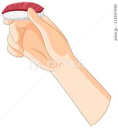 Hand Holding Sushi Illustration 119507490