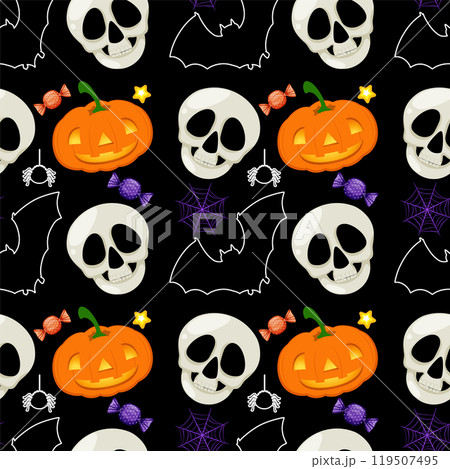 Halloween Themed Seamless Vector Pattern 119507495
