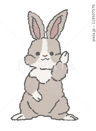 手を挙げるうさぎのイラストカット 119507570