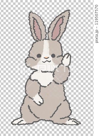 手を挙げるうさぎのイラストカット 119507570
