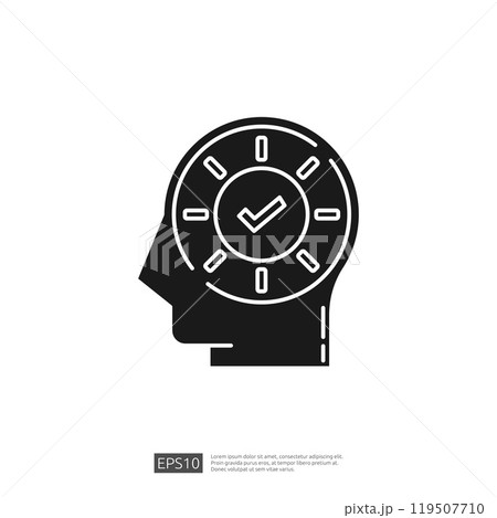 The image depicts a profile of a human head with a clock inside, symbolizing time management and the importance of efficiency. The image depicts a profile of a human head with a clock inside, symbolizing time management and the importance of efficiency. 119507710