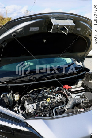 自動車のフロント部に保管されているエンジン 自動車のフロント部に保管されているエンジン 119507830