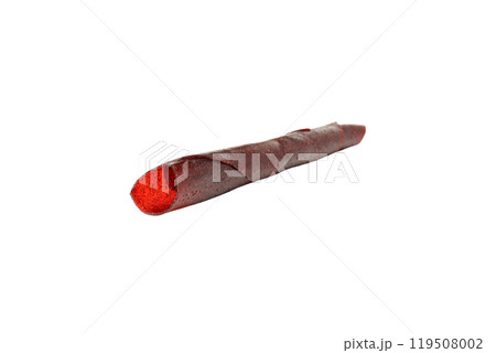 PNG, One red roll of fruit pastille, isolated on white background PNG, One red roll of fruit pastille, isolated on white background 119508002