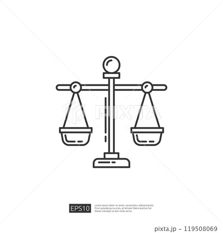 Scales of Justice Icon Line Style Vector Illustration. Balance Legal Logo Design Element. EPS10. Scales of Justice Icon Line Style Vector Illustration. Balance Legal Logo Design Element. EPS10. 119508069