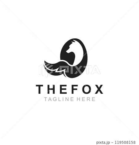 Wild Fox animal Logo Design, Emblem minimal foxes, abstract orange fox Concept 119508158