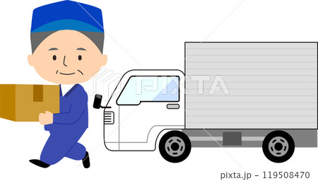 トラックと配送するシニア男性 119508470
