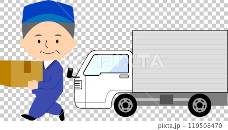 Truck and senior man delivering Truck and senior man delivering 119508470