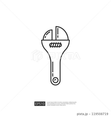 Adjustable Wrench Outline Icon, Simple Black Line Tool Vector Illustration 119508719