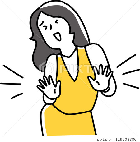 笑顔で小さく否定する女性 119508886