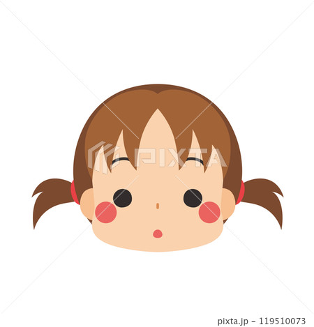 赤面する可愛い小さな女の子の絵文字イラスト　アイコン　顔　表情　白背景　ベクター 119510073