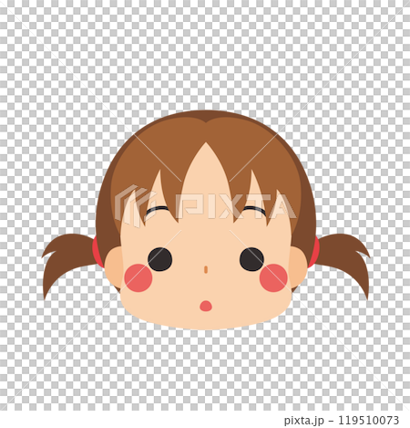 赤面する可愛い小さな女の子の絵文字イラスト　アイコン　顔　表情　白背景　ベクター 119510073