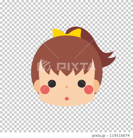 一個可愛的小女孩臉紅圖示臉部表情白色背景向量的表情符號插圖 一個可愛的小女孩臉紅圖示臉部表情白色背景向量的表情符號插圖 119510074