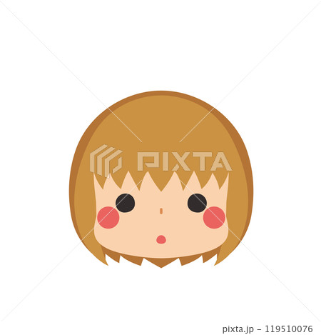 赤面する可愛い小さな女の子の絵文字イラスト　アイコン　顔　表情　白背景　ベクター 119510076