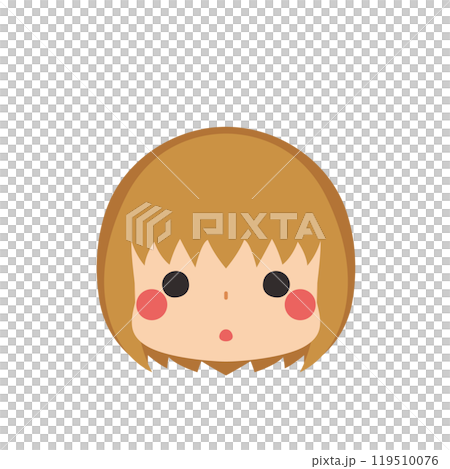 赤面する可愛い小さな女の子の絵文字イラスト　アイコン　顔　表情　白背景　ベクター 119510076