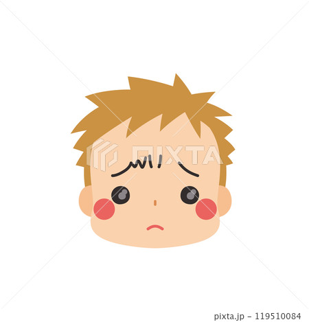 ぴえんな表情の可愛い小さな男の子の絵文字イラスト アイコン 顔 白背景 ベクター ぴえんな表情の可愛い小さな男の子の絵文字イラスト アイコン 顔 白背景 ベクター 119510084