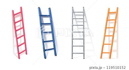 3d vector ladder leaning on white wall 3d vector ladder leaning on white wall 119510152