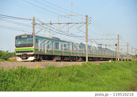 高崎線 岡部ー本庄 JR東日本 E231系1000番台 U586編成(小山) 高崎線 岡部ー本庄 JR東日本 E231系1000番台 U586編成(小山) 119510218