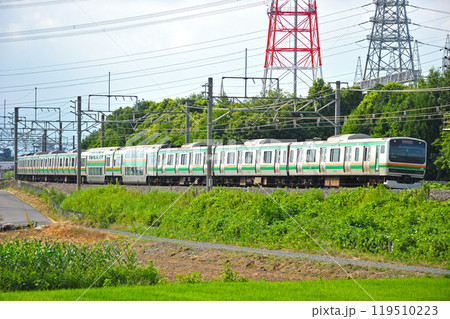 高崎線　本庄ー岡部　JR東日本　E231系1000番台　K-18編成（国府津） 119510223