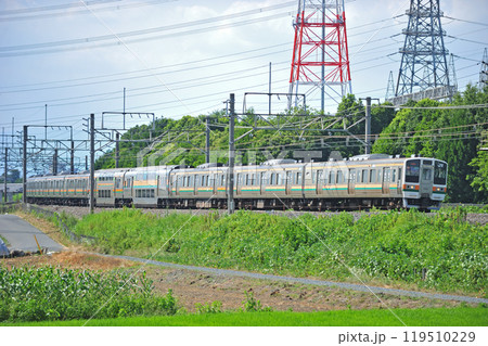高崎線 本庄ー岡部 JR東日本 211系 C17編成(高崎) 高崎線 本庄ー岡部 JR東日本 211系 C17編成(高崎) 119510229