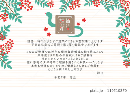 2025年巳年　ビジネス年賀状　年賀状じまいのテンプレート 119510270