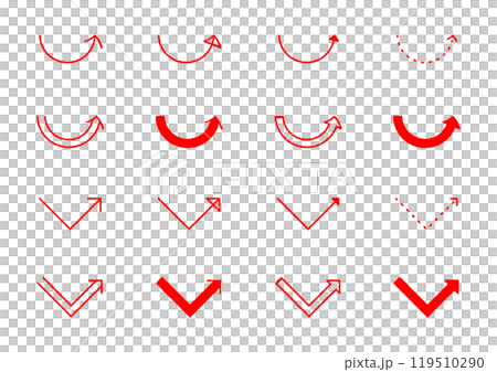 簡單紅色手繪箭頭套裝（16種） 119510290