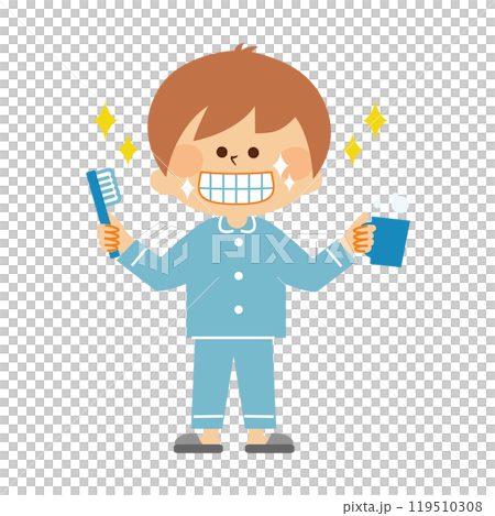Children brushing their teeth Cute illustration material 119510308