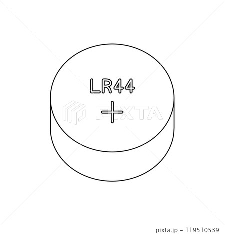 LR44(アルカリボタン電池)のプラス側の線画 LR44(アルカリボタン電池)のプラス側の線画 119510539