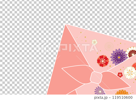 お歳暮ギフトのイラスト素材 ベクター　風呂敷包み 和花 白背景 119510600