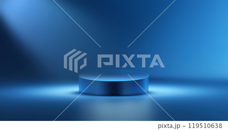 A sleek round platform illuminated by soft blue lights creates a captivating atmosphere perfect for performances and artistic displays. A sleek round platform illuminated by soft blue lights creates a captivating atmosphere perfect for performances and artistic displays. 119510638
