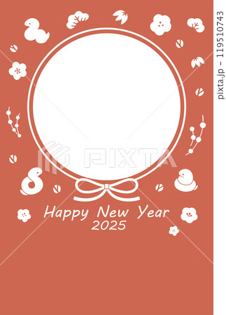 2025年巳年_フォトフレーム年賀状テンプレート_縦 119510743