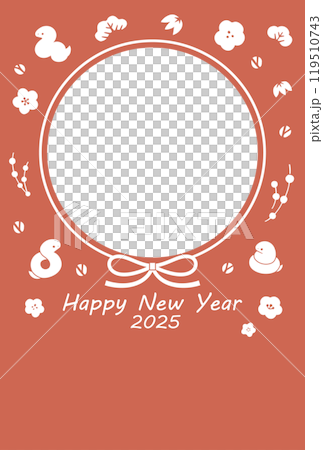 2025年巳年_フォトフレーム年賀状テンプレート_縦 119510743