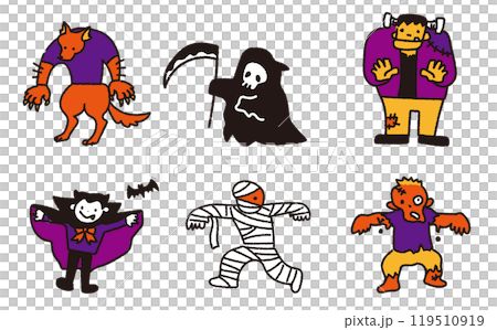 Cute Halloween monster illustration 119510919