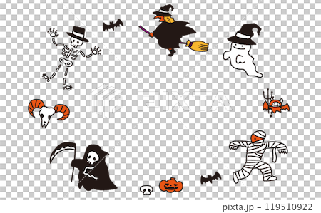 可愛的萬聖節怪物插畫 119510922