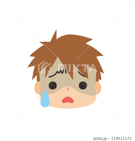冷や汗をかく可愛い小さな男の子の絵文字イラスト アイコン 顔 表情 白背景 ベクター 冷や汗をかく可愛い小さな男の子の絵文字イラスト アイコン 顔 表情 白背景 ベクター 119511172