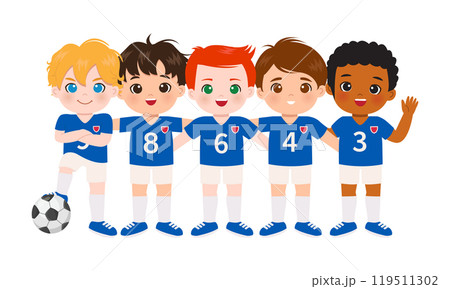 Portrait of young male soccer group team 119511302